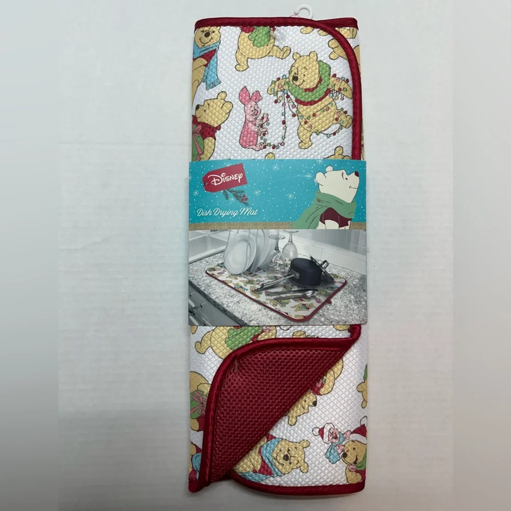 Disney Dish Drying Mat Winnie the Pooh 16x18 inch Christmas Holiday